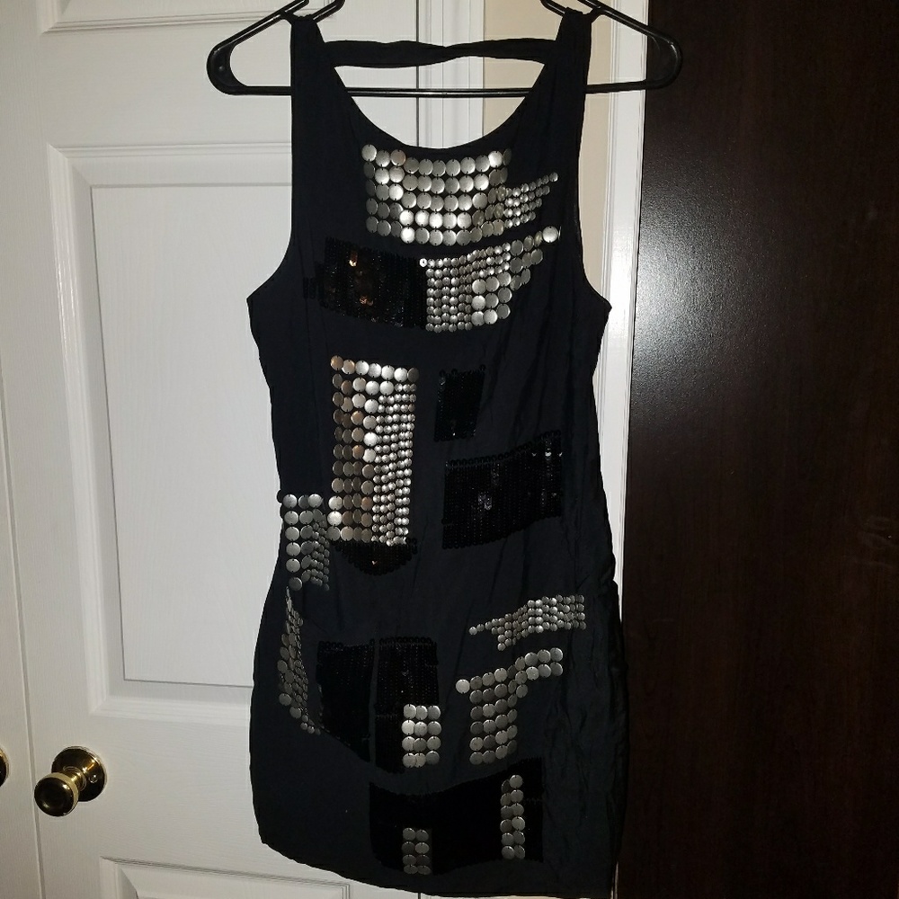Black and silver bebe dress